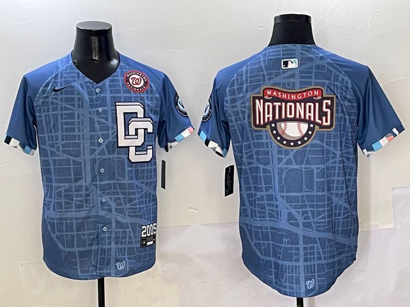 Men Washington Nationals Blank Blue Joint Name Nike 2025 MLB Jersey style 7